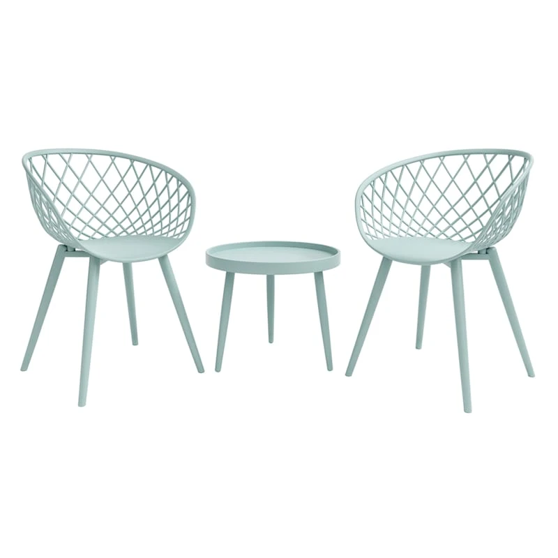 3-Piece Kurv Outdoor Chat Set, Sage 3 3-Piece Kurv Outdoor Chat Set, Sage