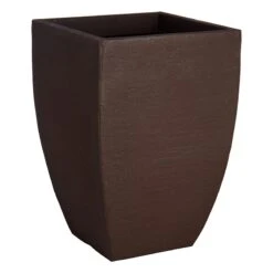 All-Weather Brown Modern Square Planter, 21"