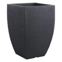 All-Weather Lead Black Modern Square Planter, Medium