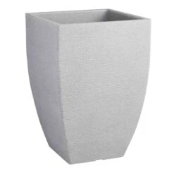 All-Weather Square Stone Linea Planter, 21"