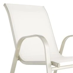 Beige & Champagne Sling Stacking Chair -Patio Furniture Sales Store beige champagne sling stacking chair 2