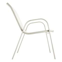 Beige & Champagne Sling Stacking Chair -Patio Furniture Sales Store beige champagne sling stacking chair 3
