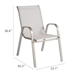 Beige & Champagne Sling Stacking Chair -Patio Furniture Sales Store beige champagne sling stacking chair 5