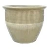 Beige Zip Ceramic Planter, Medium -Patio Furniture Sales Store beige zip ceramic planter medium