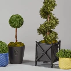 Black Metal Rectangle Stand Planter, 15" -Patio Furniture Sales Store black metal rectangle stand planter 15 1