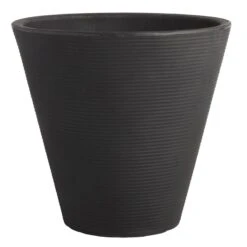 Black Ribbed Cone Planter, 16"