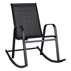 Black Sling Patio Rocking Chair