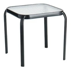 Black Square Steel Table, 16"