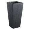 Black Woven Wicker Planter With Plastic Insert, 27" -Patio Furniture Sales Store black woven wicker planter with plastic insert 27