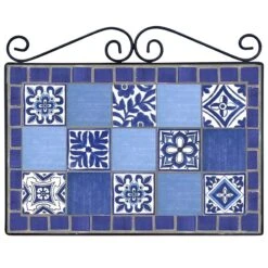Blue Talavera Tile Mosaic Outdoor Wall Decor, 17x14