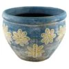 Blue & Yellow Pansy Clay Planter, 6.5" -Patio Furniture Sales Store blue yellow pansy clay planter 6.5