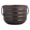 Bronze Metal Handle Pot, Medium -Patio Furniture Sales Store bronze metal handle pot medium