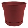 Burnt Red Textured Saturn Planter With Saucer, 14" -Patio Furniture Sales Store burnt red textured saturn planter with saucer 14