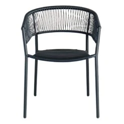 Crosby St Brody Curved-Back Black Wicker Outdoor Chair -Patio Furniture Sales Store crosby st brody curved back black wicker outdoor chair 2