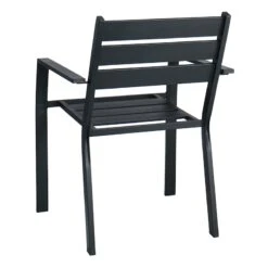 Crosby St Grammercy Stackable Steel Slat Outdoor Chair, Black -Patio Furniture Sales Store crosby st grammercy stackable steel slat outdoor chair black 1