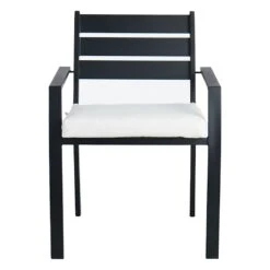 Crosby St Grammercy Stackable Steel Slat Outdoor Chair, Black -Patio Furniture Sales Store crosby st grammercy stackable steel slat outdoor chair black 2