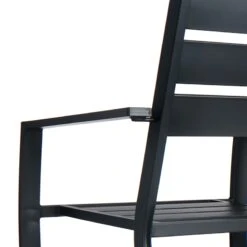 Crosby St Grammercy Stackable Steel Slat Outdoor Chair, Black -Patio Furniture Sales Store crosby st grammercy stackable steel slat outdoor chair black 3