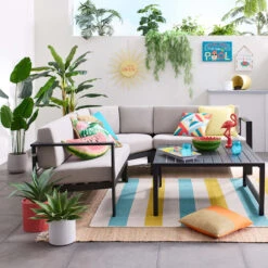 Crosby St Soho Outdoor Collection Black Steel Corner Chair -Patio Furniture Sales Store crosby st soho outdoor collection black steel corner chair 3