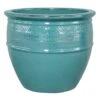 Dana Dark Turquoise Ceramic Planter, 15" -Patio Furniture Sales Store dana dark turquoise ceramic planter 15