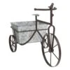 Decorative Brown Metal Bicycle With Galvanized Planter -Patio Furniture Sales Store decorative brown metal bicycle with galvanized planter