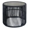 Fairlane Black Steel Glass-Top Outdoor Side Table -Patio Furniture Sales Store fairlane black steel glass top outdoor side table