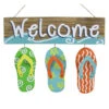 Flip Flop Welcome Outdoor Wall Sign, 14x11
