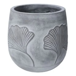 Found & Fable Gingko Grey Round Pot, Medium