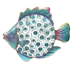 Glass Beaded Fish Metal Outdoor Wall Decor