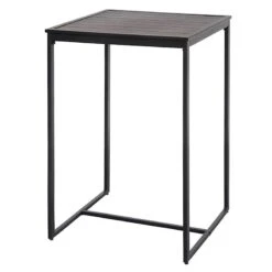 Grammercy Black Steel Slat Outdoor Bar Table, 28"
