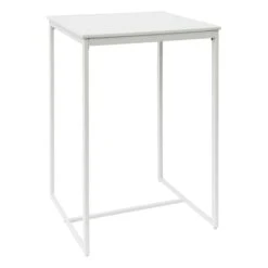 Grammercy White Steel Slat Outdoor Bar Table, 28"