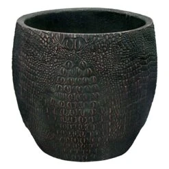 Green Crocodile Patterned Planter, 13.8"