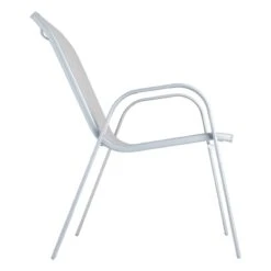 Grey & Silver Sling Stacking Chair -Patio Furniture Sales Store grey silver sling stacking chair 3