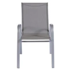 Grey & Silver Sling Stacking Chair -Patio Furniture Sales Store grey silver sling stacking chair 4