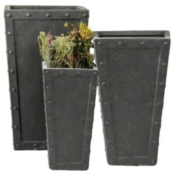 Grey Tapered Nailhead Pot, 23.5"