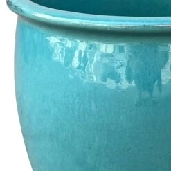 Havana Green Ceramic Planter, 13.4" -Patio Furniture Sales Store havana green ceramic planter 13.4 1