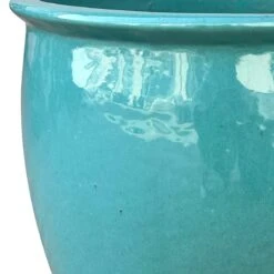 Havana Green Ceramic Planter, 16.9" -Patio Furniture Sales Store havana green ceramic planter 16.9 1
