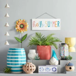 Hello Summer Metal Outdoor Wall Sign, 8x20 -Patio Furniture Sales Store hello summer metal outdoor wall sign 8x20 2