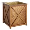 Honeybloom Honey Hammered Metal & Wood Planter, Large