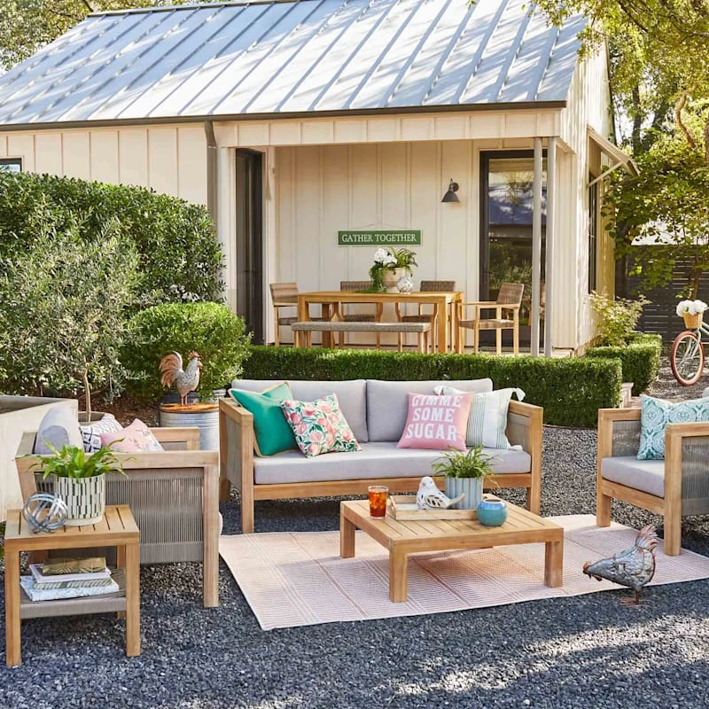 Honeybloom Park City Blonde Acacia Wood Outdoor Coffee Table 4 Honeybloom Park City Blonde Acacia Wood Outdoor Coffee Table - Image 2