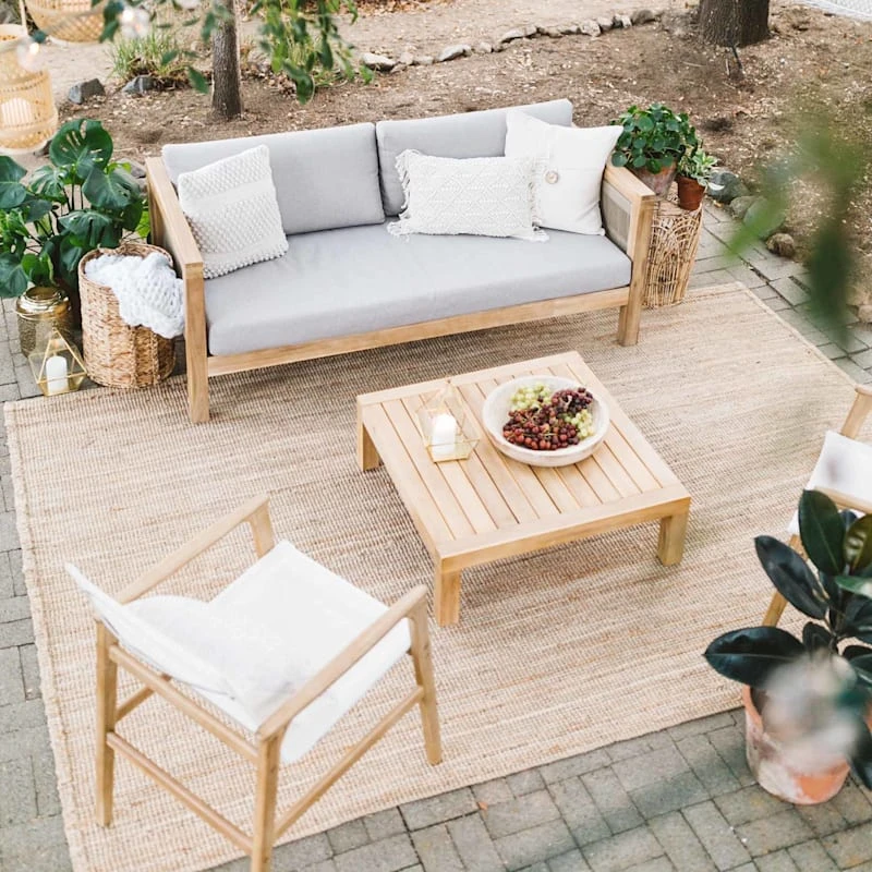 Honeybloom Park City Blonde Acacia Wood Outdoor Coffee Table 5 Honeybloom Park City Blonde Acacia Wood Outdoor Coffee Table - Image 3