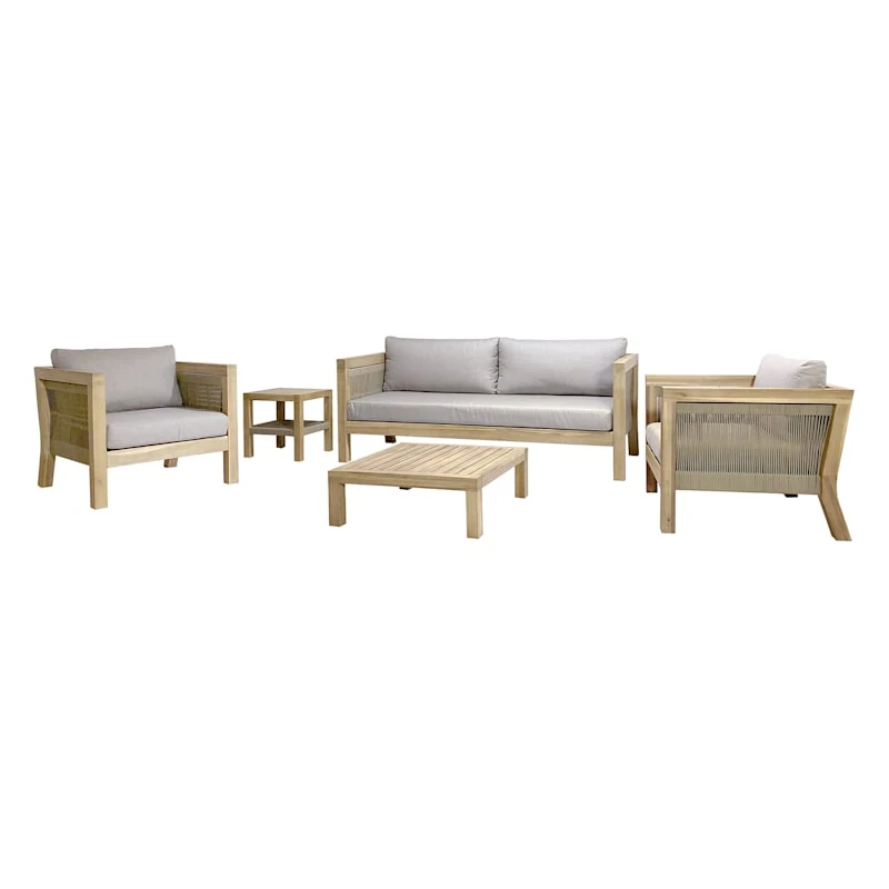 Honeybloom Park City Blonde Acacia Wood Outdoor Sofa 6 Honeybloom Park City Blonde Acacia Wood Outdoor Sofa - Image 4