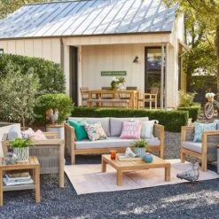 Honeybloom Park City Blonde Acacia Wood Outdoor Sofa 18 Honeybloom Park City Blonde Acacia Wood Outdoor Sofa -Patio Furniture Sales Store honeybloom park city blonde acacia wood outdoor sofa 6