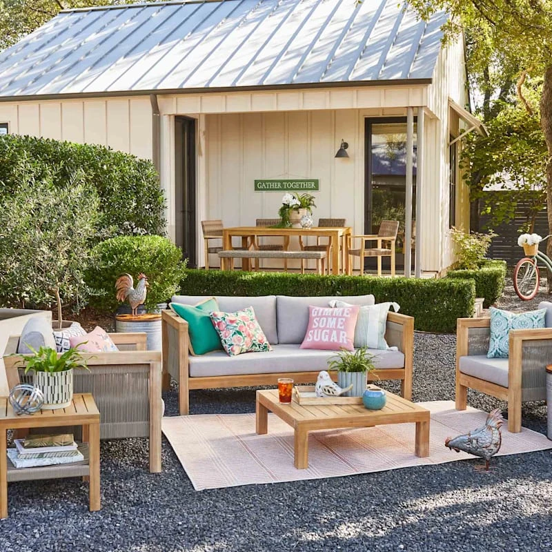 Honeybloom Park City Blonde Acacia Wood Outdoor Sofa 9 Honeybloom Park City Blonde Acacia Wood Outdoor Sofa - Image 7