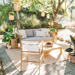 Honeybloom Park City Blonde Acacia Wood Outdoor Sofa 20 Honeybloom Park City Blonde Acacia Wood Outdoor Sofa -Patio Furniture Sales Store honeybloom park city blonde acacia wood outdoor sofa 8