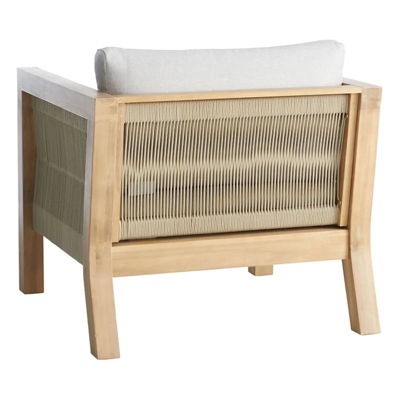 Honeybloom Park City Outdoor Blonde Acacia Wood Lounge Chair With Rope Accent 4 Honeybloom Park City Outdoor Blonde Acacia Wood Lounge Chair With Rope Accent - Image 2