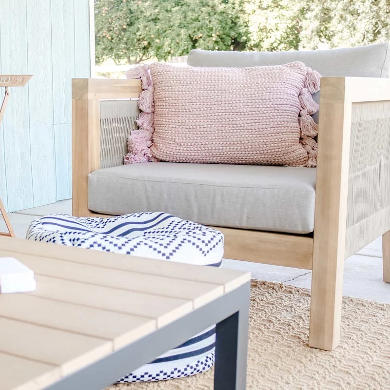 Honeybloom Park City Outdoor Blonde Acacia Wood Lounge Chair With Rope Accent 8 Honeybloom Park City Outdoor Blonde Acacia Wood Lounge Chair With Rope Accent - Image 6