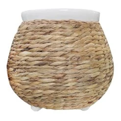 Honeybloom Woven White Ceramic Pot, 12"