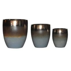 Indoor 2-Tone Brown & Blue Glazed Ceramic Pot, 9" -Patio Furniture Sales Store indoor 2 tone brown blue glazed ceramic pot 9 1