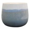 Indoor 2-Tone White & Light Blue Glazed Ceramic Pot, 9" -Patio Furniture Sales Store indoor 2 tone white light blue glazed ceramic pot 9