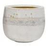 Indoor 3-Tone White Glazed Ceramic Pot, 9" -Patio Furniture Sales Store indoor 3 tone white glazed ceramic pot 9